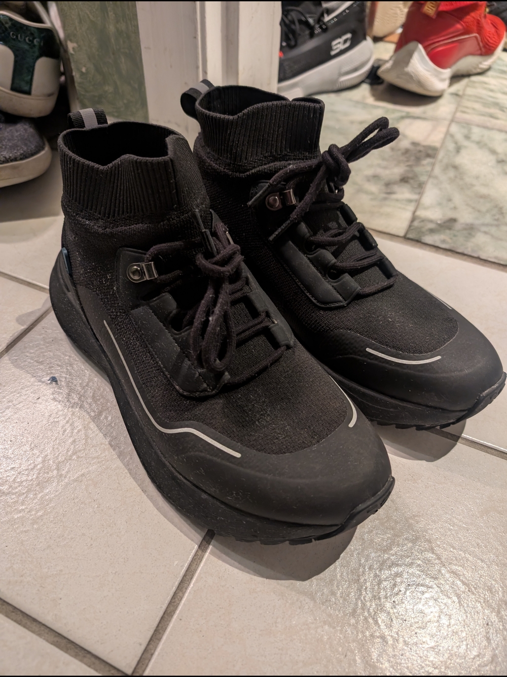 Vessi Black Knit High-Top Rain & Snow Boots